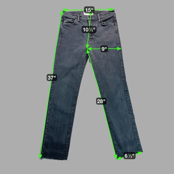 Mother Superior The Scrapper Cuff Ankle Jeans Size 27 Black Frayed Hem - Picture 6 of 10